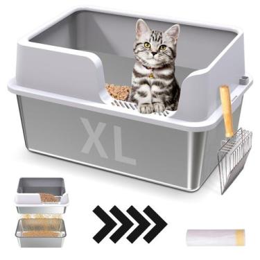 Imagem de Peneira de aço inoxidável Cat Litter Box EODO XL com pá