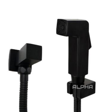 Imagem de Ducha Higiênica Completa Quadrado Preto Fosco Black Edition - Alpha Hi