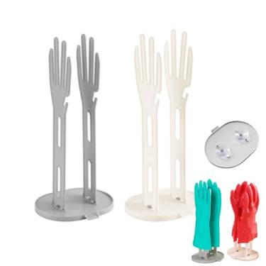 Imagem de HMTRADE 2 unidades de suporte de secagem de luva de cozinha, secador de luva com sucção, suporte de borracha de luva de plástico, suporte de pano de prato de pia de cozinha, suportes de armazenamento