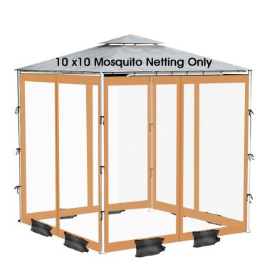 Imagem de Mosquiteiro externo com zíper bidirecional de 4 portas, rede mosquiteira de gazebo 25 x 25 cm para jardim/pátio/pavilhão, rede de substituição de gazebo com 8 sacos de areia, 52 ganchos, 12 cordas