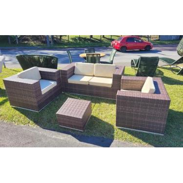 Imagem de Conjunto Sofá Fibra Sintética Alumínio Varanda Área Externa - Varanda 