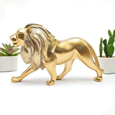 Imagem de Leão Estátua Enfeite Decoração Casa Mesa Rack Sala Quarto Estatueta Mi