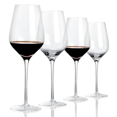 Imagem de ACHEER Conjunto de 4 taças de vinho tinto cristal - grande 590 g - haste longa, copos bordaleses soprados à mão, estilo italiano, sem chumbo, leve, ultrafino, alto, caixa de presente - para Natal,