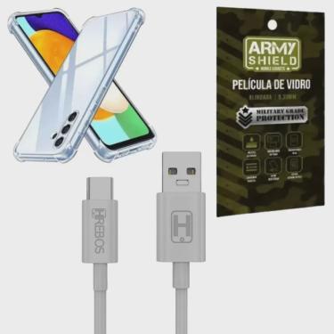 Imagem de Capinha para Galaxy A05 + Cabo USB Tipo-C 2 Metros + Película 3D - Armyshield