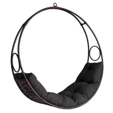 Imagem de Cadeira Balanço Suspenso Lua Em Fibra Sintética Tabaco/preto