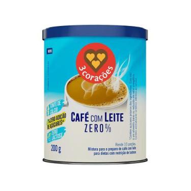 Imagem de Café com Leite Zero% 3 Corações Lata 200g