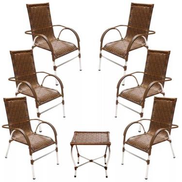 Imagem de Jogo 6 Cadeiras E Mesa Para Varanda Vênus Trama Original Argila