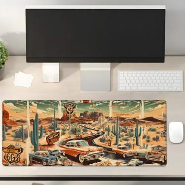 Imagem de Turamurra Classic Route 66 Road Trip Gaming Mouse Pad Presentes 80 cm x 30 cm, Base de Borracha Antiderrapante para Computadores, Laptop, Escola, Escritório, Acessórios para Casa, Decoração, Mouse Pad