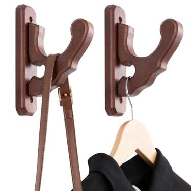 Imagem de SCUNDA Ganchos de parede de madeira de seringueira, cabideiro vintage rústico para pendurar casacos, chapéus, bolsas, toalhas. Ganchos de madeira feitos à mão para entrada, banheiro, quarto, cozinha