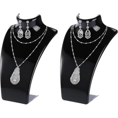 Imagem de 2 peças de suporte de exibição de joias, suporte de exibição de busto para colar, manequim, modelo, loja, porta-joias, preto