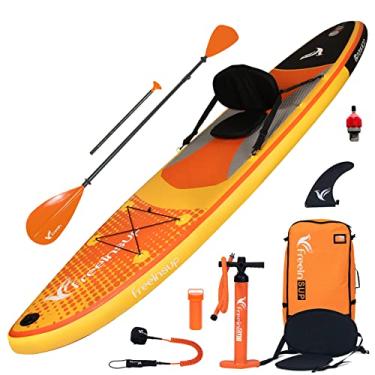 Imagem de Freein Prancha Inflável Para Stand Up Paddle, Capacidade 2 Em 1 Para Sup/Caiaque Com Assento Ajustável, Adaptador Para Bomba Elétrica, Deck Antiderrapante Em Formato De Diamante E Mochila De Viagem,
