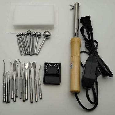 Imagem de LGEOELIAS Máquina de passar flores artificiais, 20 cabeças de engomar, alça de temperatura ajustável, com suporte antiescaldante, ferramenta de passar a ferro de folhas florais DIY, conjunto de flores