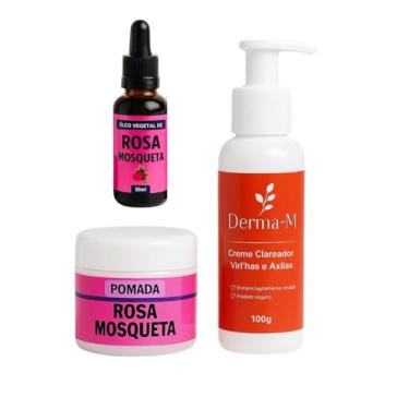 Imagem de Kit Clareador Completo – Virilhas, Axilas, Joelhos e Cotovelos Creme Clareador + Pomada Clareadora + Óleo de Rosa Mosqueta