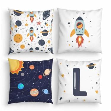 Imagem de Kit 4 Capas de almofada Infantil Inicial Astronauta (L)