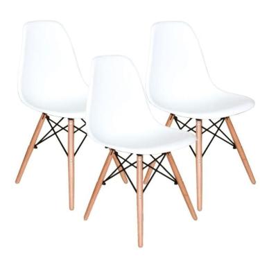 Imagem de Conjunto 3 Cadeiras Charles Eames Eiffel Concha Fixa - Branca