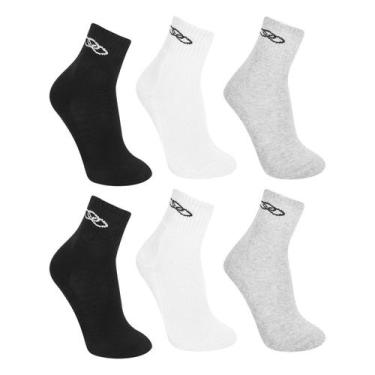 Imagem de Kit Meia Olympikus Cano Médio C/ 6 Pares Feminina, Branco, Cinza, 33/3