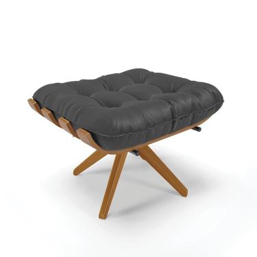 Imagem de Puff Giratório Preto Base Madeira Ma25 - D'rossi