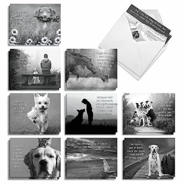 Imagem de The Best Card Company - 20 cartões de cachorro em caixa com envelopes (10 x 13 cm) - Sortido em branco (10 desenhos, 2 cada) - Comentários caninos AM1623OCB-B2x10