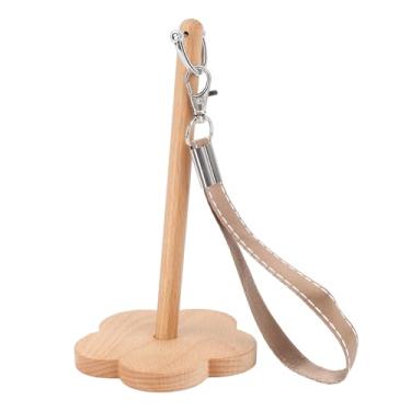 Imagem de Suporte de bola de fio de pulso, leve e portátil, organizador de fios de madeira de faia para tricô DIY, crochê, evita emaranhamento e nó com alça de ombro