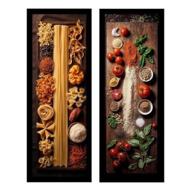 Imagem de Kit 2 Quadros Cozinha, Bistrô, Área Gourmet, Massa, C Vidro (Preto)