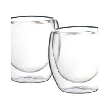 Imagem de Conjunto de 2 Copos de Vidro Borosilicato Duplo, 80ml, Parede Dupla com Isolamento Térmico, 6,5 x 6,0 x 6,3cm