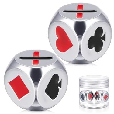 Imagem de Simgoing 2 Pcs Stainless Metal Marker Dice 0.8''(2cm) Euchre Indicator Great Tools for Euchre Pinochle Playing Cards, Gift for Bridge Cards