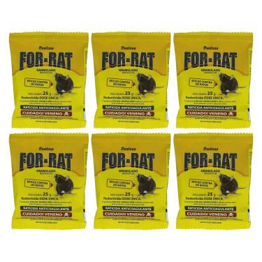 Imagem de Kit 6un For-Rat Granulado Sachê 25g Raticida Isca Atrativa para Ratos Ratazanas e Camundongos