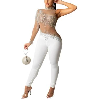 Imagem de Macacão De Vestido Rhiestoe Da Wome, Vestido De Festa Sexy Vestido De Boate Bodysuit, H-red, XL