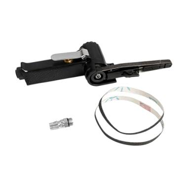 Imagem de Fenteer com cintas de lixa, chave de fenda pneumática, lixadeira de cinta pequena portátil para compressor de ar, polimento de móveis de madeira e metal, 10mm a