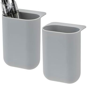 Imagem de SHIDOW Porta-lápis criativos para tela faça-você-mesmo, porta-canetas de tela para colar, porta-lápis autoadesivos de mesa (cinza)