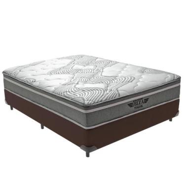 Imagem de Cama Box Casal Marrom e Colchão Ibiza Molas Ensacadas V-Tech