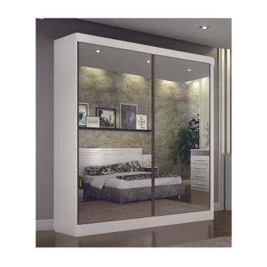Imagem de Guarda Roupa Solteiro Espelhado 2 Portas 3 Gavetas - SP-Branco - Leifer Móveis