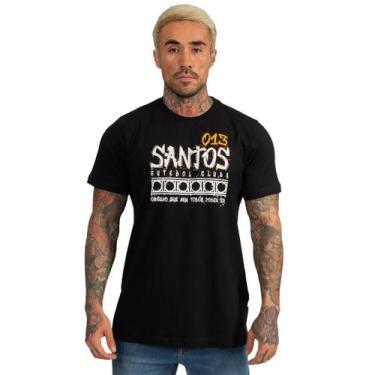 Imagem de Camiseta Santos Oficial Classic 013 Algodão Masculina, Preto, G