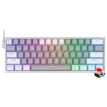 Imagem de Teclado Gamer Redragon Fizz K617 Rgb Switch 60% Branco Cinza