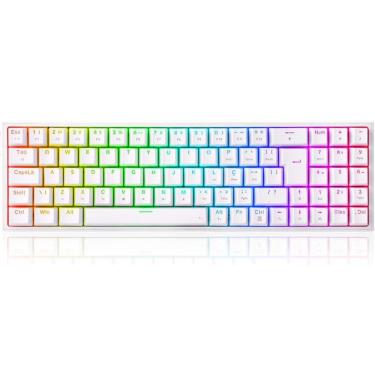 Imagem de Teclado Mec Redragon Pollux RGB Branco Switch Blue Abnt2