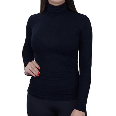 Imagem de Blusa Feminina Hirlogs Canelada Gola Alta Preta - 2643-Feminino