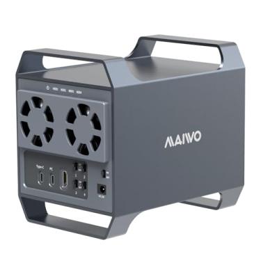 Imagem de MAIWO Enclosure de Disco Rígido de 4 Compartimentos com USB-C e Velocidade de 10 Gbps - Design DAS de 4 Compartimentos para HDDs SATA de 3,5 Polegadas com 2 Ventiladores de Resfriamento, USB 3.1 4