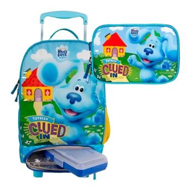 Imagem de Mochila Infantil de Rodinha 24L com Lancheira Térmica e Estojo – Estampa de Cachorro | Conjunto Escolar Completo