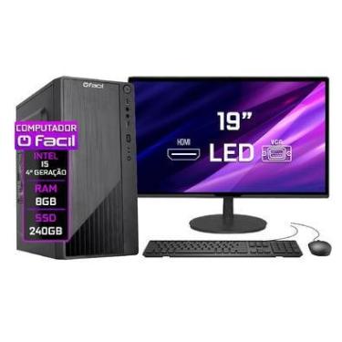 Imagem de Computador Fácil, Intel Core I5 4ª Geração, 8GB, SSD 240GB, Windows 10 Trial + Monitor LED 19, HDMI + Teclado E Mouse
