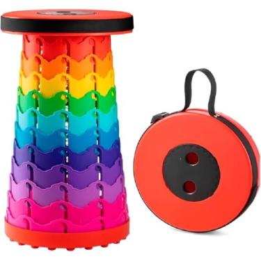 Imagem de Banqueta Dobrável Telescópica Portátil – Banco Retrátil com Alça para Viagem, Camping, Pesca e Uso Diário | Leve, Resistente até 100kg, Altura Ajustável – Compacta e Fácil de Transportar