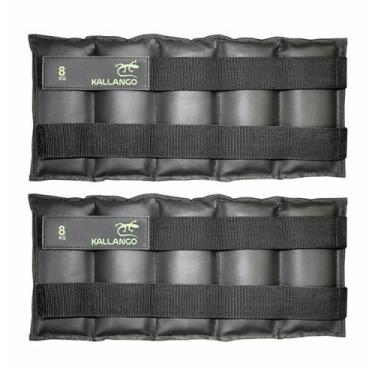 Imagem de Caneleira Kallango Profissional Emborrachada Preta 8kg Par - Kallango 