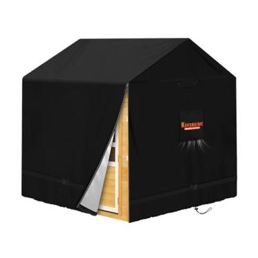 Imagem de Kovshuiwe Capa de casinha de brinquedo, 144,8 cm C x 144,8 cm L x 160 cm A, capa de brinquedo infantil, impermeável, proteção solar contra poeira, fácil de colocar com zíper lateral, tecido Oxford