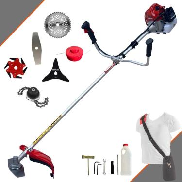 Imagem de Máquina de Cortar Grama Profissional À Gasolina Kawashima BCJ620L 2 Tempos 62cc 3HP 10.000rpm Roçadeira Completa Multifunções Com 6 Opções de Cortes