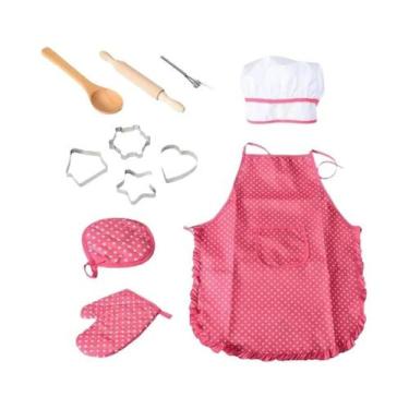 Imagem de Avental de Chef Rosa para Crianças - Conjunto de Brincar para Meninas 