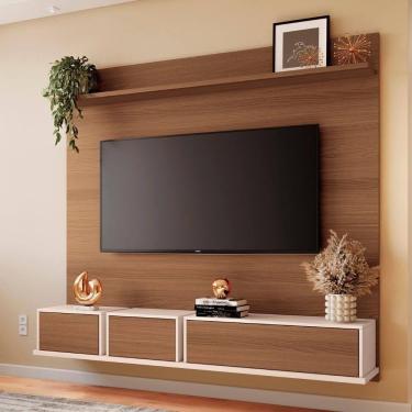 Imagem de Painel 70 Pol 180cm Bancada Suspensa Max Off/castanho - Hb Móveis