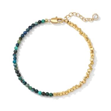 Imagem de BENEIGE Pulseira de contas para mulheres, pulseiras mistas de pedras em camadas banhadas a ouro 18K delicadas feitas à mão, joia para mulheres, festa para mulheres, one size, Latão, Pedra preciosa de