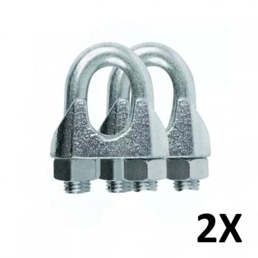 Imagem de Kit 2 Clips Grampado Para Cabo De Aço 10Mm 3/8``