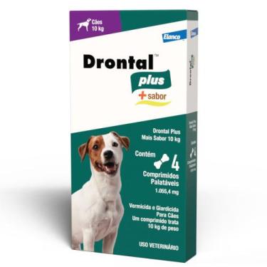 Imagem de Drontal Plus Mais Sabor 1.055,4mg para Cães 10Kg com 4 Comprimidos Pal