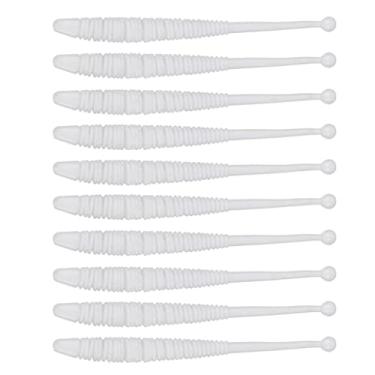 Imagem de ZZTWER 10 pçs/lote Isca artificial, iscas de pesca macias para minhocas, 6 cm, 0,6 g, aditivo de odor de camarão, iscas artificiais de silicone, carpa de robalo