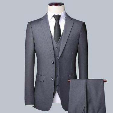 Imagem de Terno Formal Masculino De 3 Peças, Blazer, Colete E Calças, Para Casam